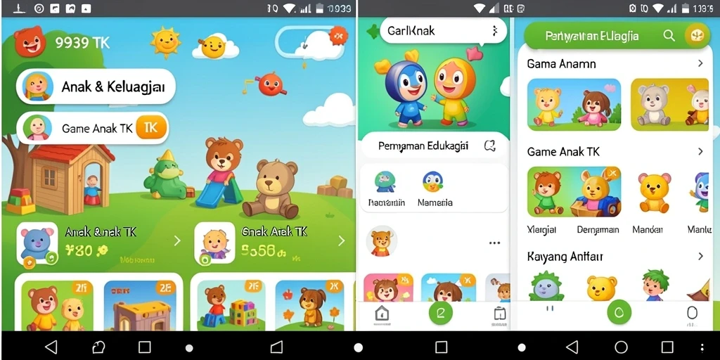 Tampilan antarmuka interaktif permainan edukatif anak TK.