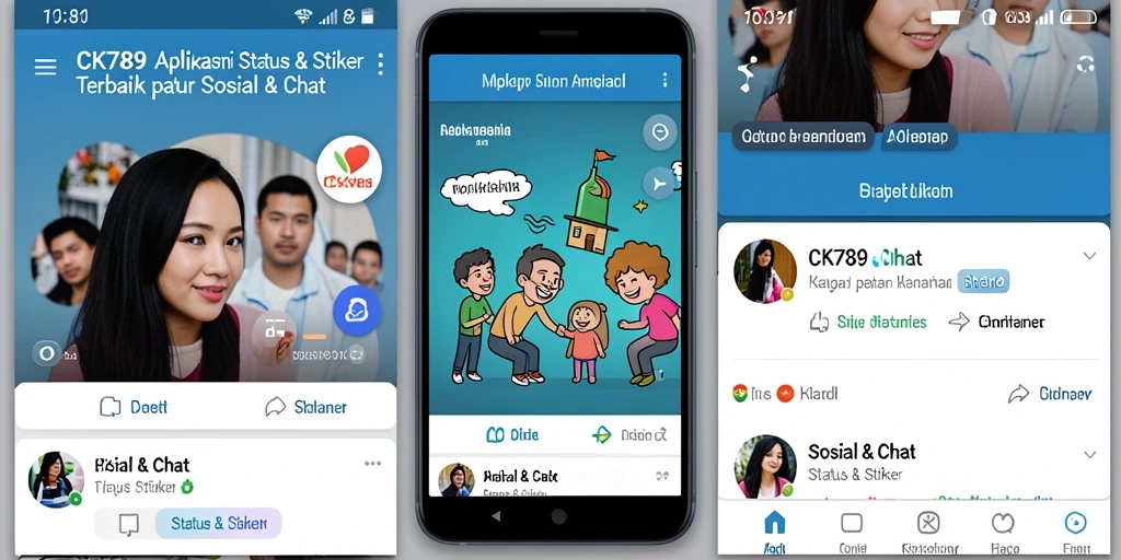 Tampilan antarmuka CK789 dengan pilihan stiker menarik untuk chatting.