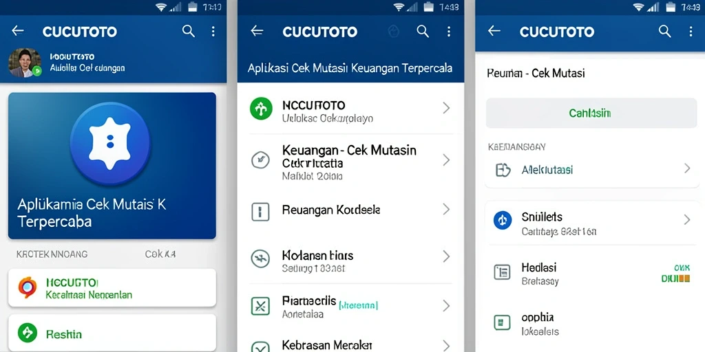 Tampilan antarmuka utama CUCUTOTO untuk cek mutasi keuangan.