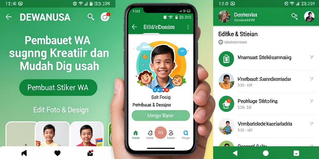 Tampilan antarmuka DEWANUSA untuk membuat stiker WA yang mudah digunakan.