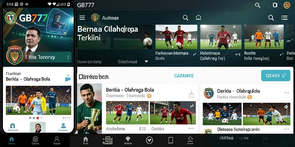 Antarmuka GB777 menampilkan berita dan analisis olahraga bola.