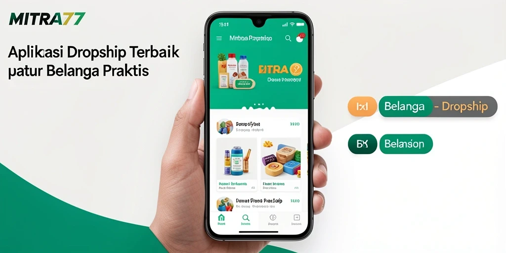 Antarmuka aplikasi MITRA77 yang sederhana dan fungsional untuk dropshipping.