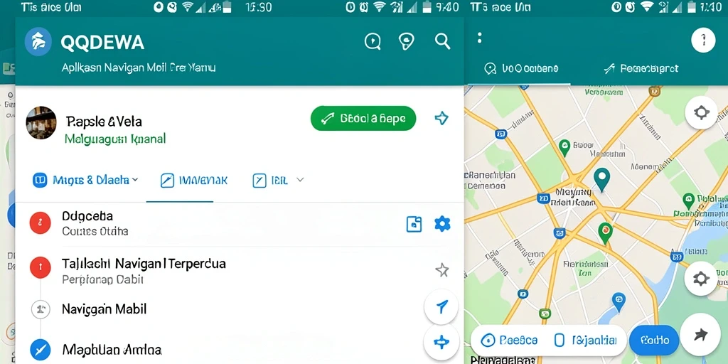 Antarmuka aplikasi QQDEWA untuk navigasi mobil yang user-friendly.