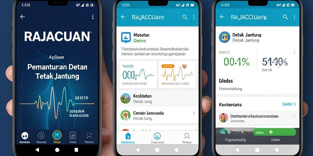 Antarmuka aplikasi RAJACUAN menampilkan data detak jantung dengan jelas dan informatif.