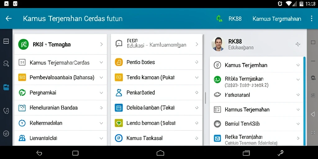 Antarmuka utama RK88 menunjukkan fungsi Kamus Terjemahan yang sederhana dan efisien.